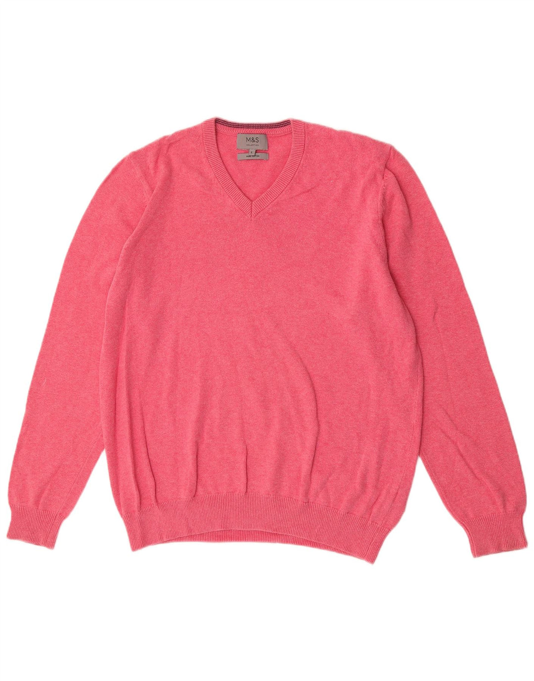 Marks & Spencer Pull col V pour homme en coton rose Taille L