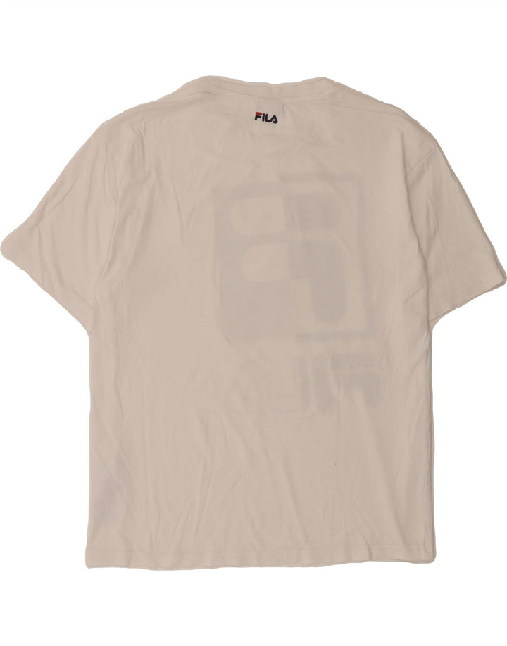 FILA Mens Graphic T-Shirt Top Medium White Cotton Vintage Fila and Second-Hand Fila from Messina Hembry 