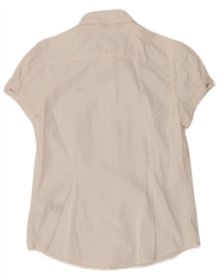 TOMMY HILFIGER Chemisier à manches courtes pour femme UK 14 Coton blanc moyen