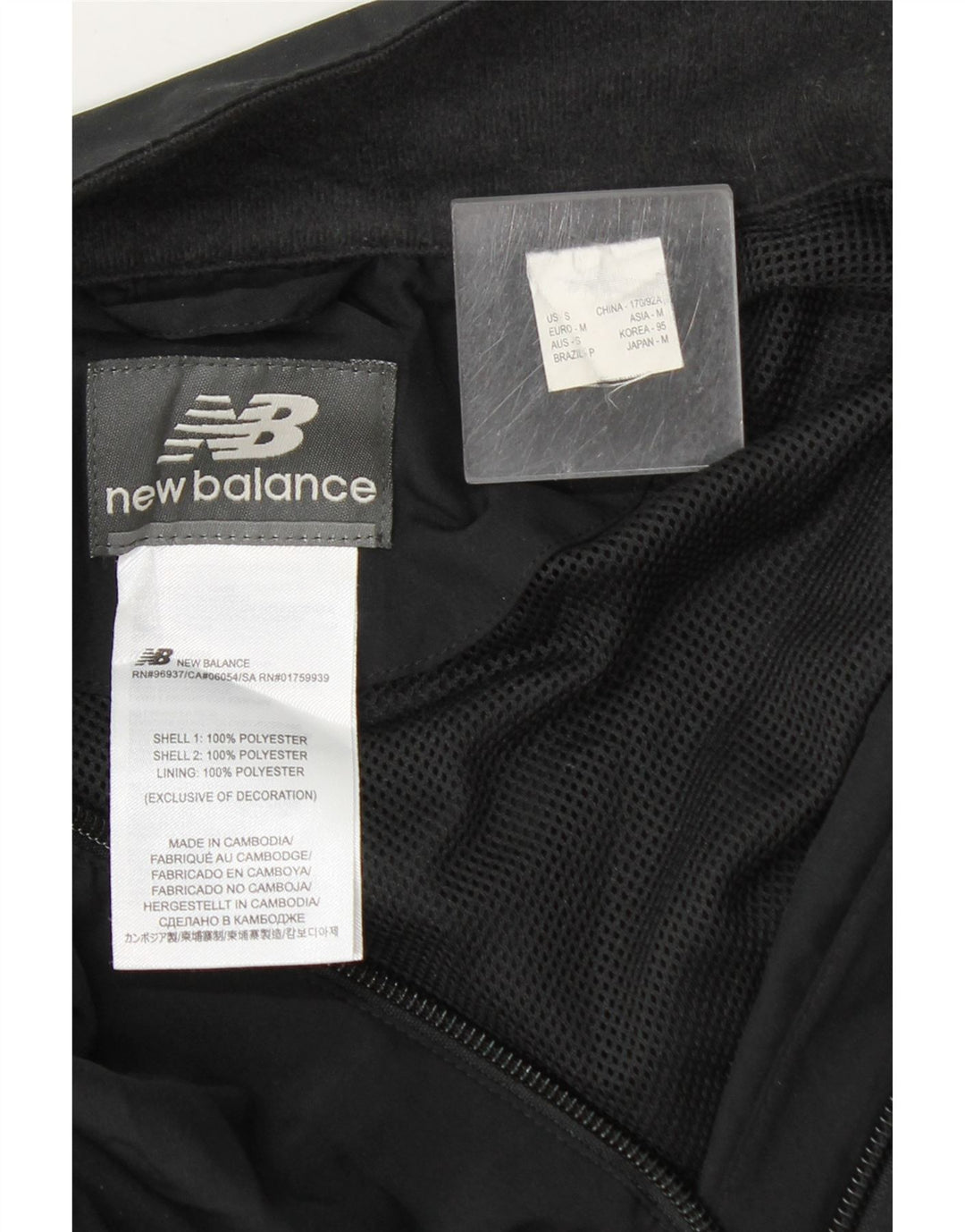 New Balance Veste de Survêtement Homme Noir Moyen Polyester Colorblock