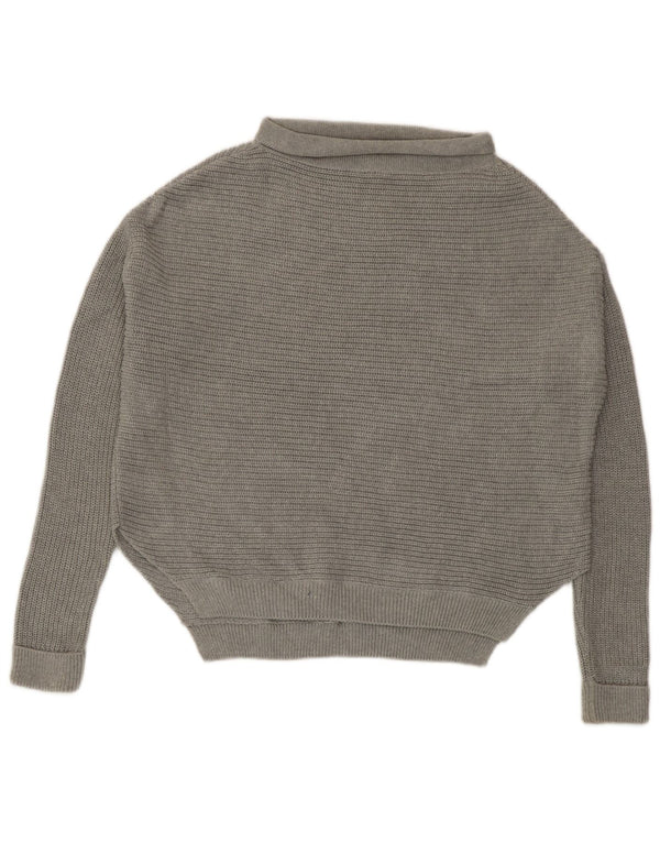 Topshop Pull surdimensionné à col roulé pour femme UK 10 Petit Gris Coton
