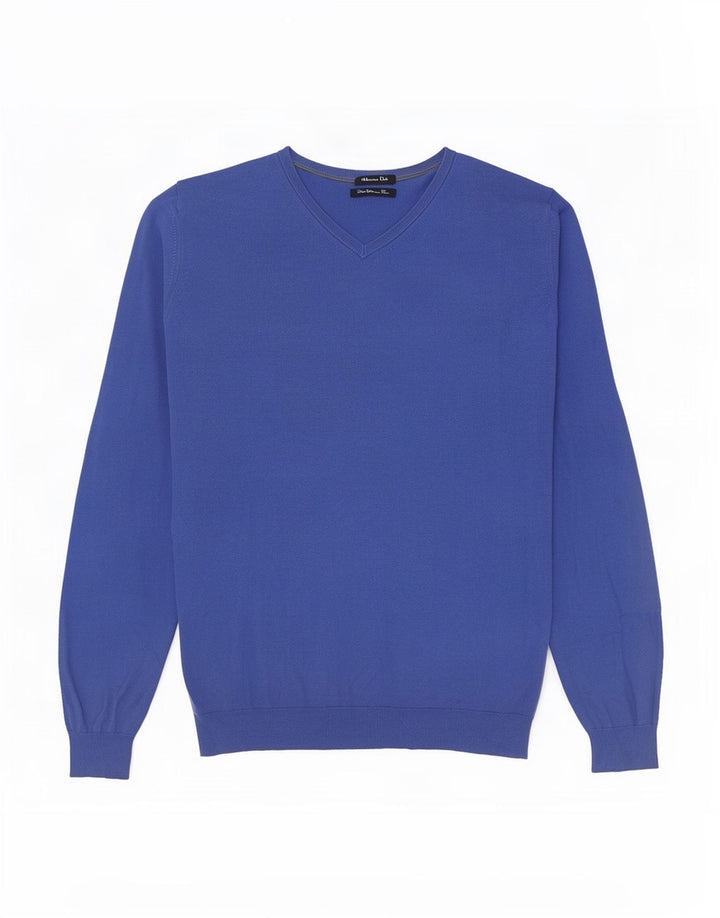 Massimo Dutti Pull col V Homme Bleu Moyen Coton