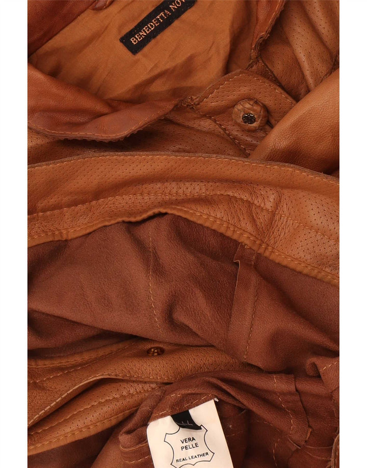 Veste en cuir femme vintage IT 44 Cuir marron moyen