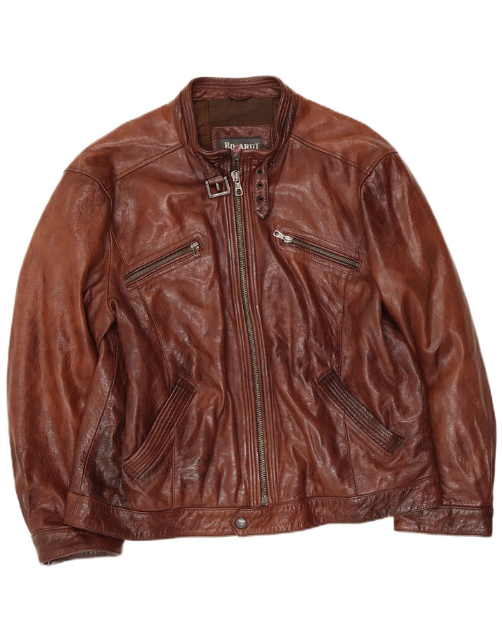 veste en cuir homme vintage UK 38 Cuir brun moyen