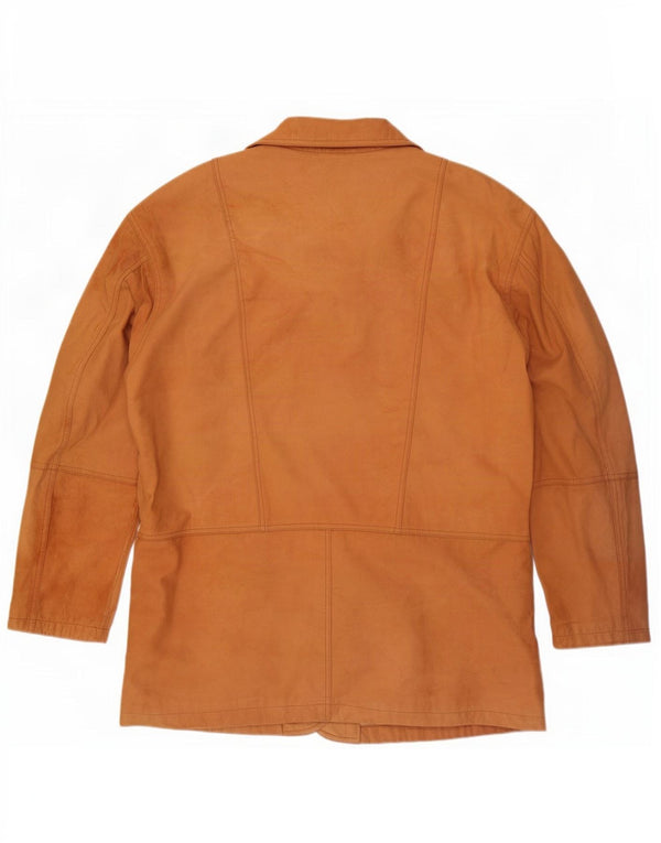 Vintage Homme 3 Boutons Veste Blazer En Cuir EU 58 4XL Marron