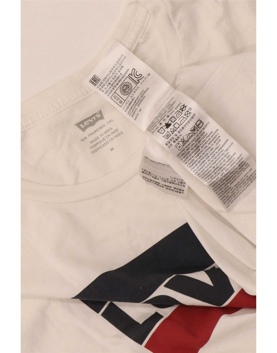 Levi's T-Shirt Graphique Femme UK 12 Coton Blanc Moyen