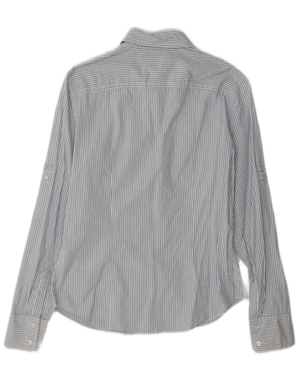Tommy Hilfiger Chemise à manches longues pour femme UK 8 Petit coton rayé bleu