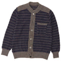 vintage Mens Cardigan Pull Moyen Bleu Marine Rayé