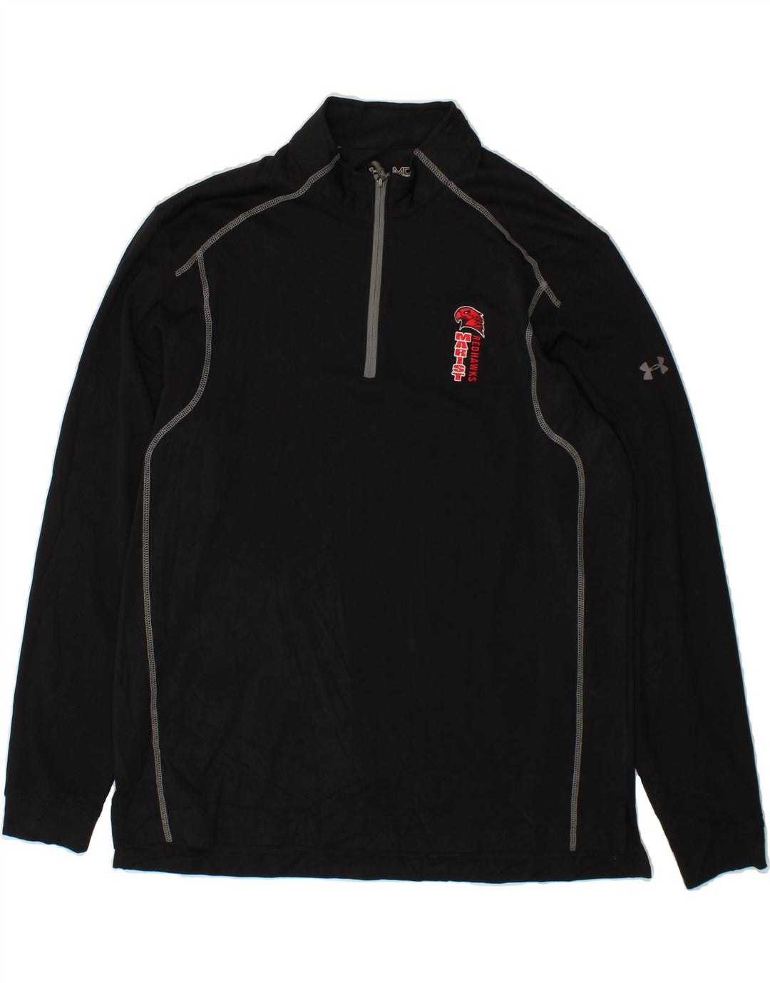 UNDER ARMOUR Mens Zip Neck Pullover Tracksuit Top Medium Black Polyester Vintage Under Armour and Second-Hand Under Armour from Messina Hembry 