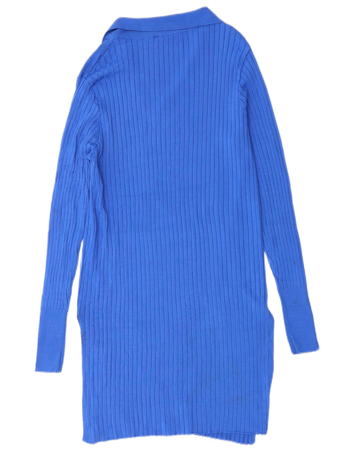 Zara Robe pull à manches longues pour femme UK 44 Large Bleu Viscose