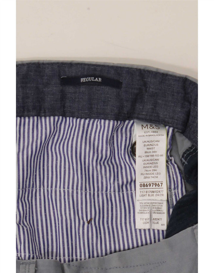 Marks & Spencer Pantalon de costume droit pour homme W34 L29 Bleu Coton