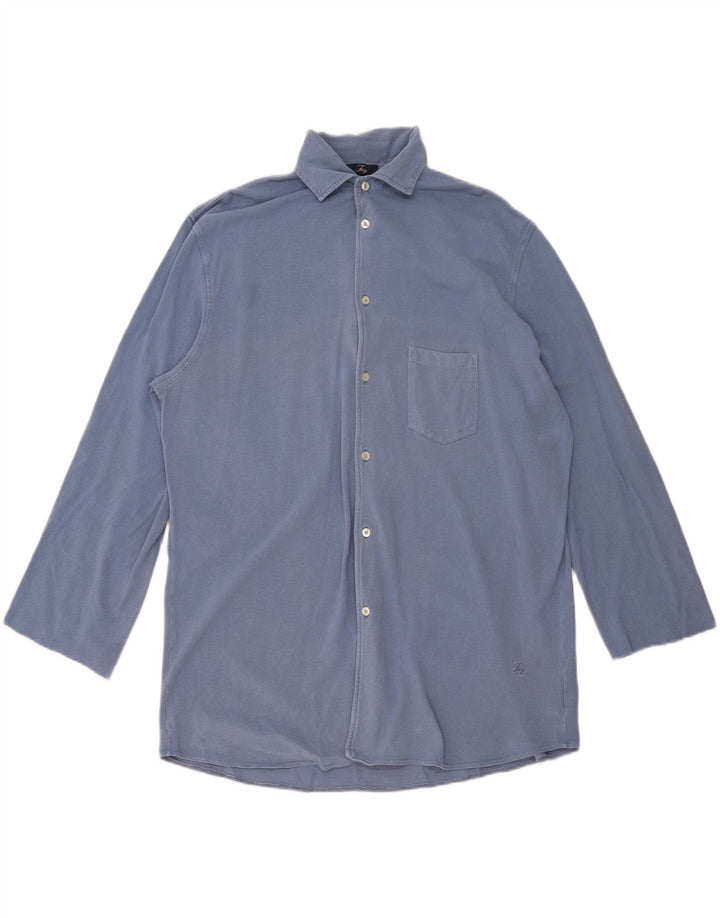 Fay Chemise à manches 3/4 pour homme 2XL Bleu Coton