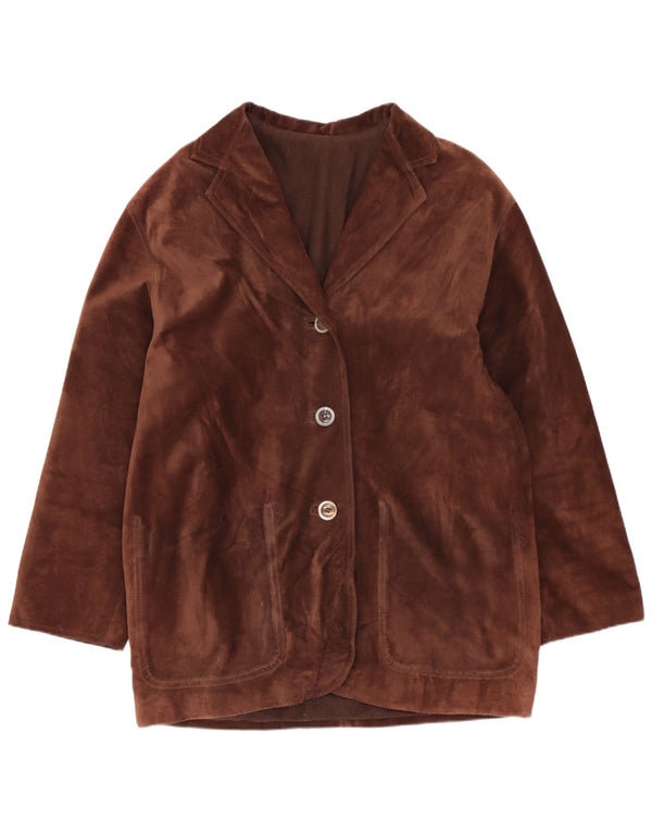 veste en daim surdimensionnée femme vintage EU 40 cuir brun moyen