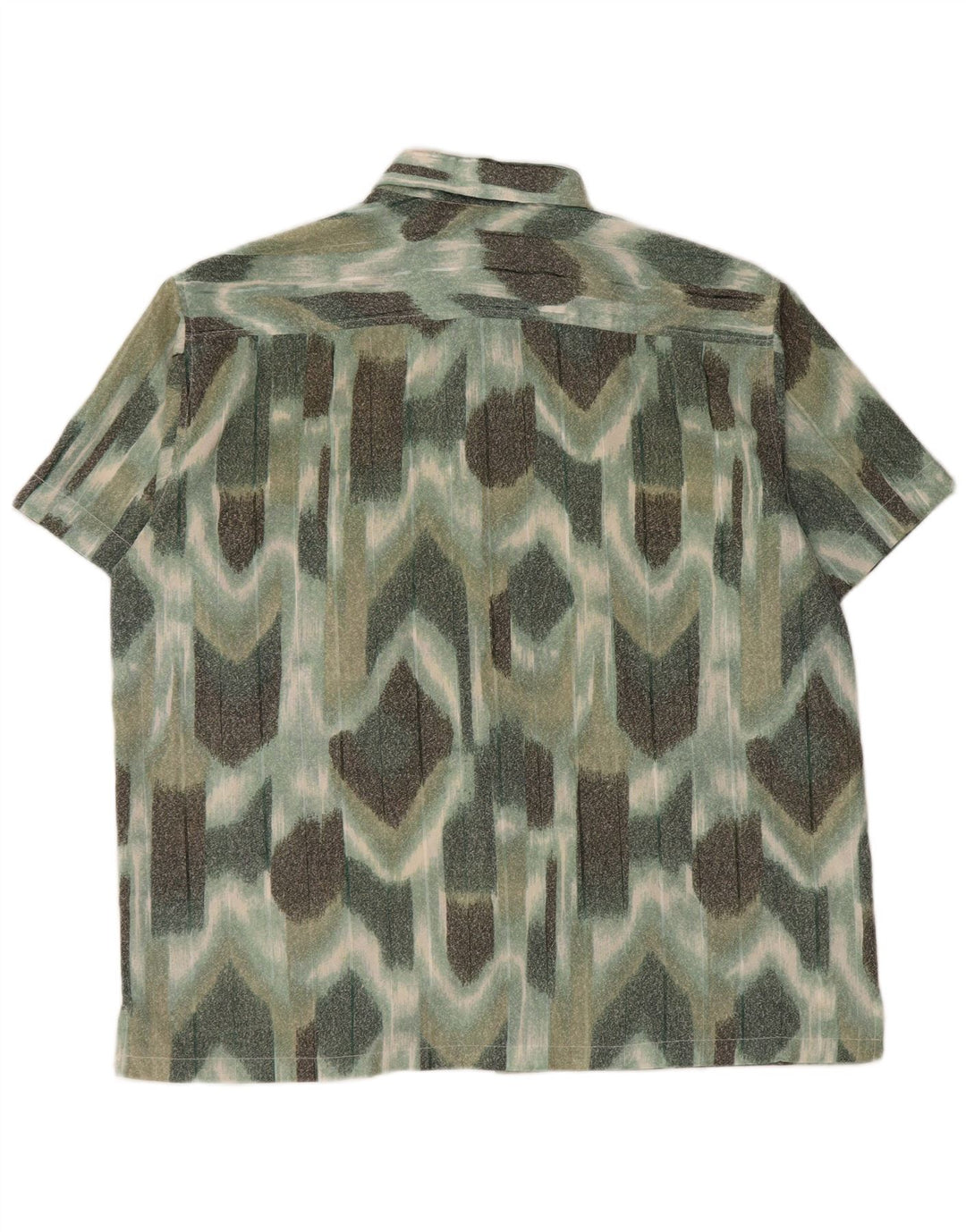 VINTAGE Chemise à manches courtes pour hommes Grand vert géométrique