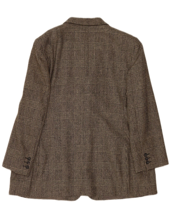 DAKS Veste blazer à 4 boutons pour femme UK 18 XL Gris à carreaux en laine vierge