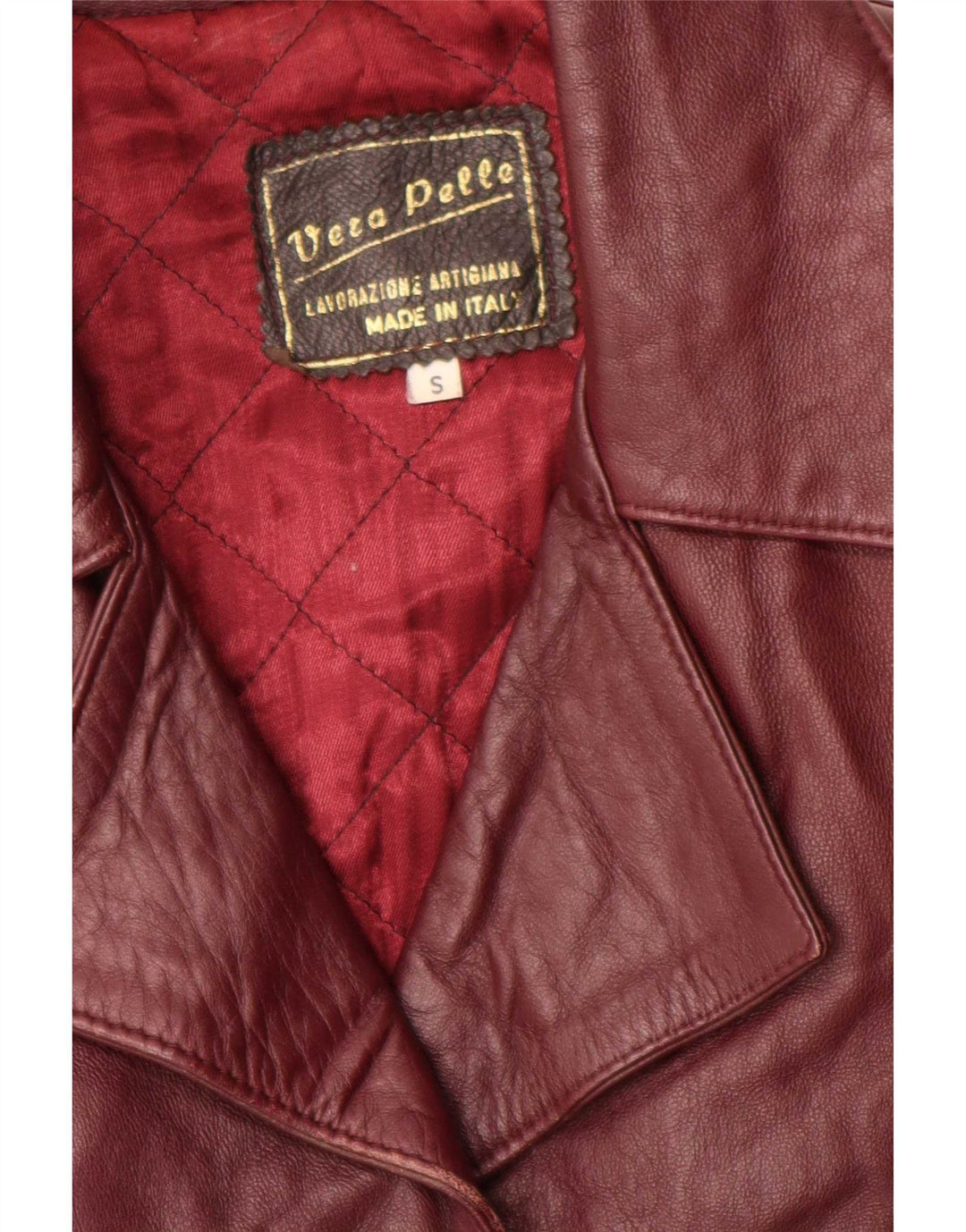 vintage Femme 4 Boutons Veste Blazer En Cuir UK 10 Petit Bourgogne