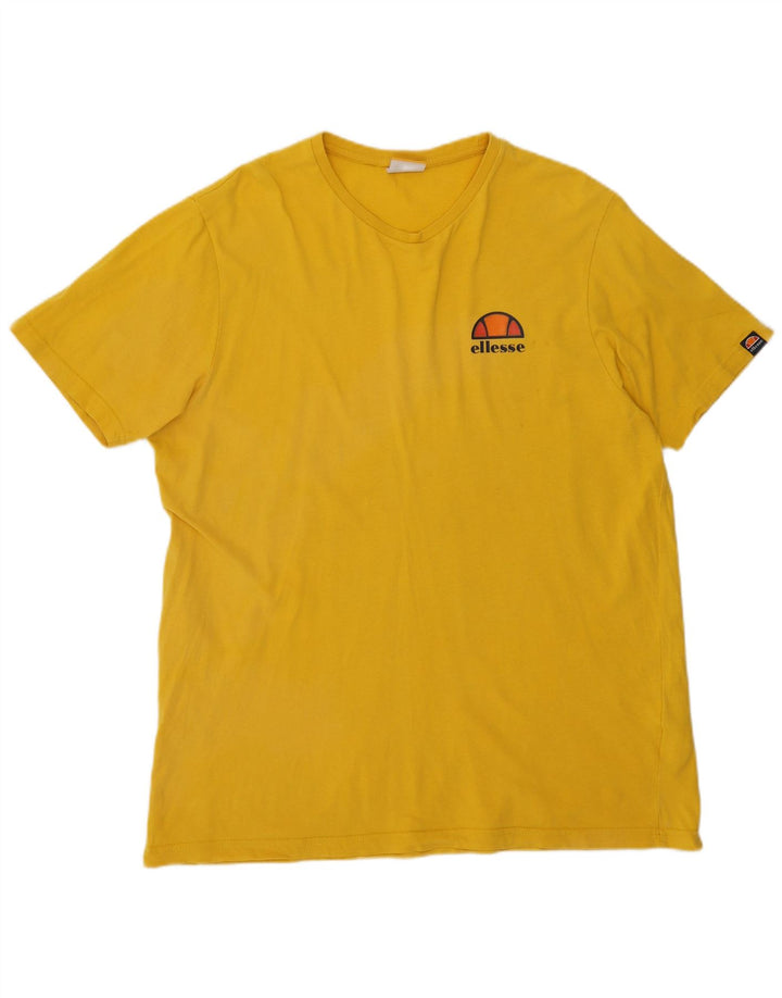 Ellesse T-Shirt Top Jaune Moyen Coton Homme