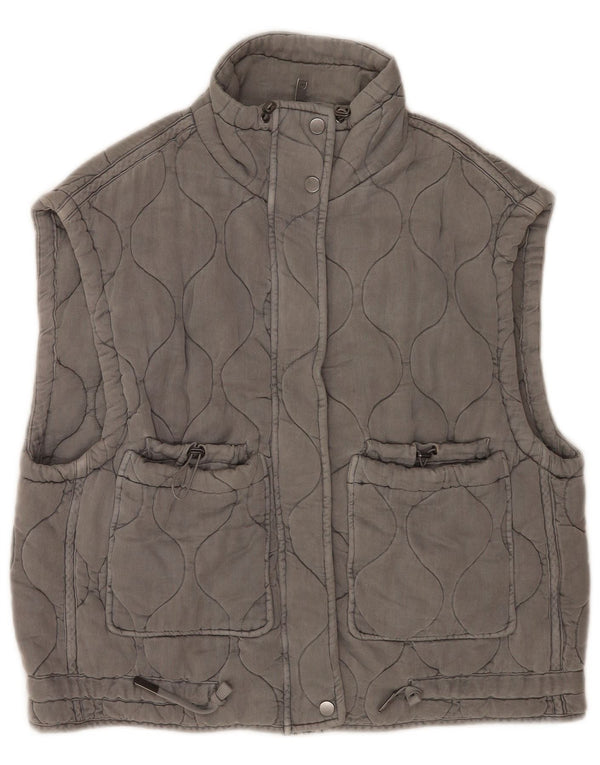 Zara Gilet matelassé surdimensionné pour femme UK 10 Small Gris Lyocell