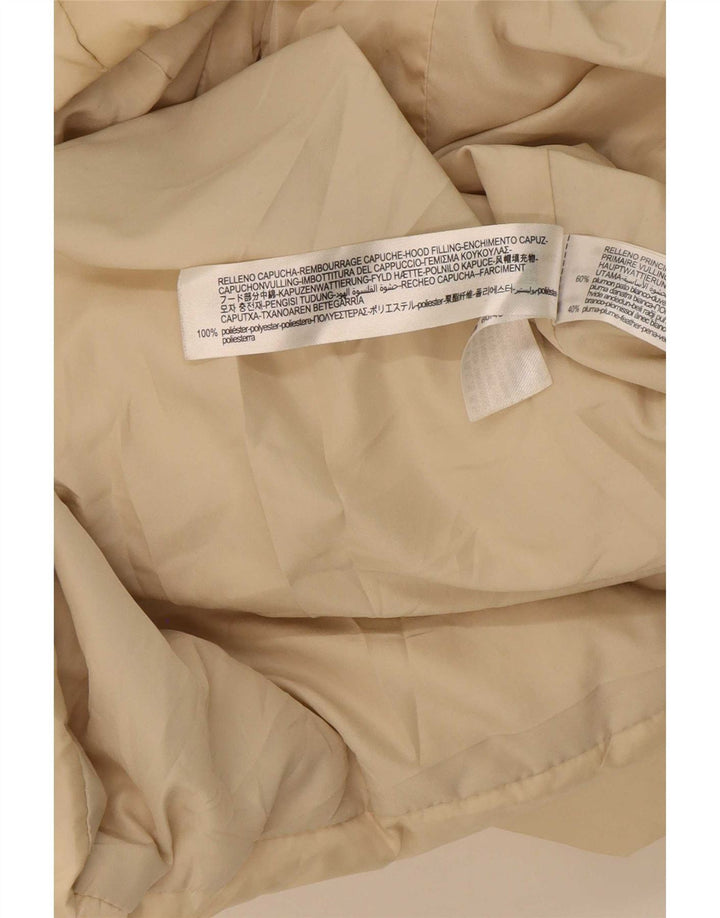 Zara Manteau matelassé surdimensionné à capuche pour femme UK 6 XS Beige Polyester