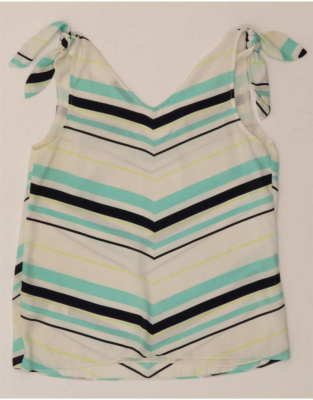 Oasis Chemisier sans manches pour femme UK 42 en polyester rayé blanc moyen