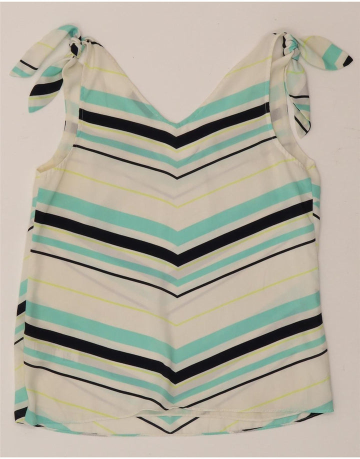 Oasis Chemisier sans manches pour femme UK 42 en polyester rayé blanc moyen