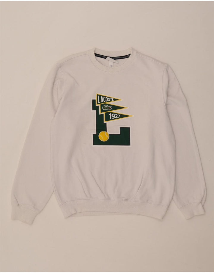 Lacoste Mens Graphic Sweatshirt Jumper Taille 3 Petit Coton Blanc