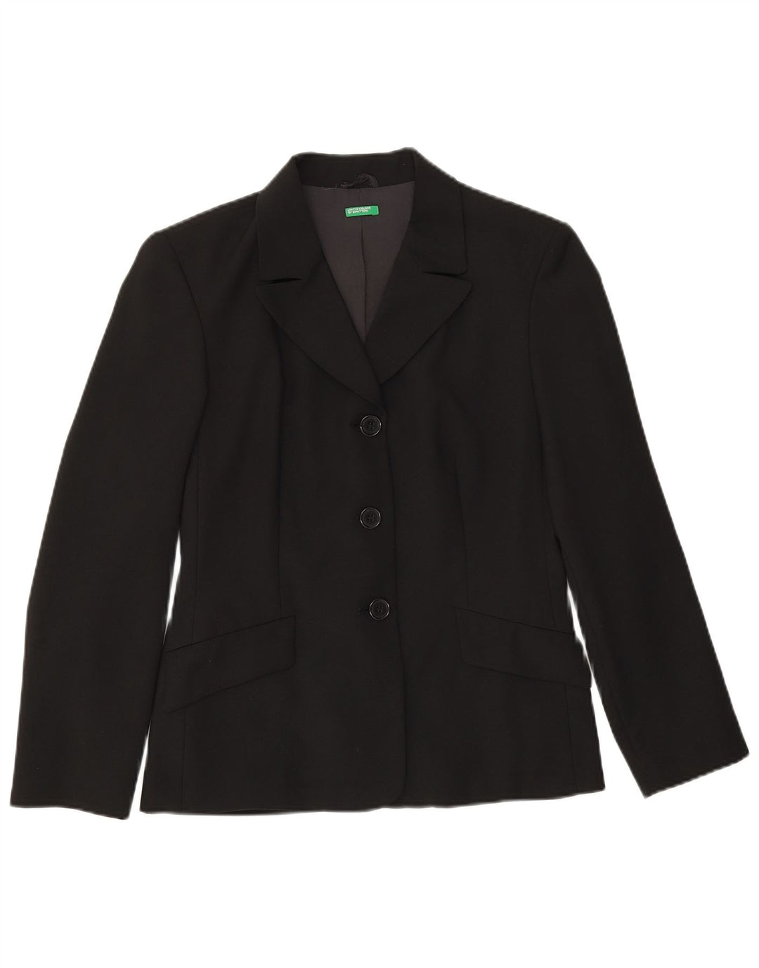 Benetton Veste Blazer 3 Boutons Femme IT 42 Noir Moyen Polyester