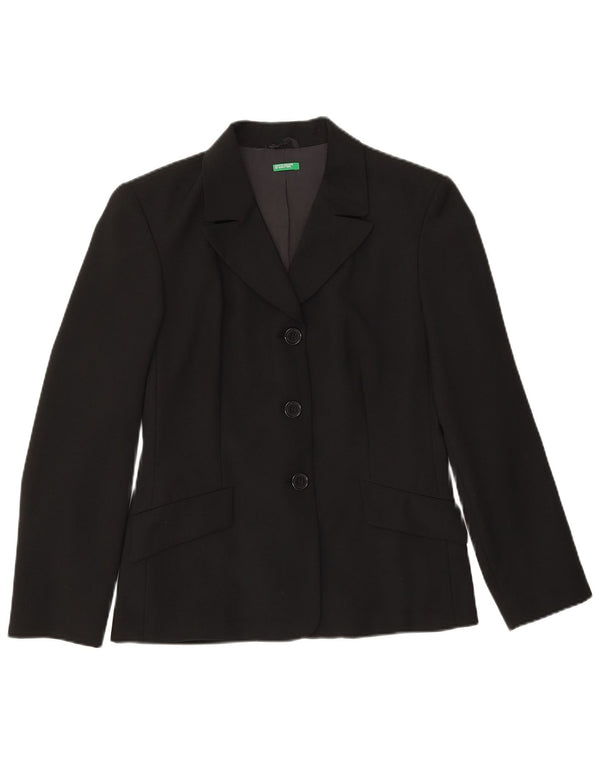 Benetton Veste Blazer 3 Boutons Femme IT 42 Noir Moyen Polyester