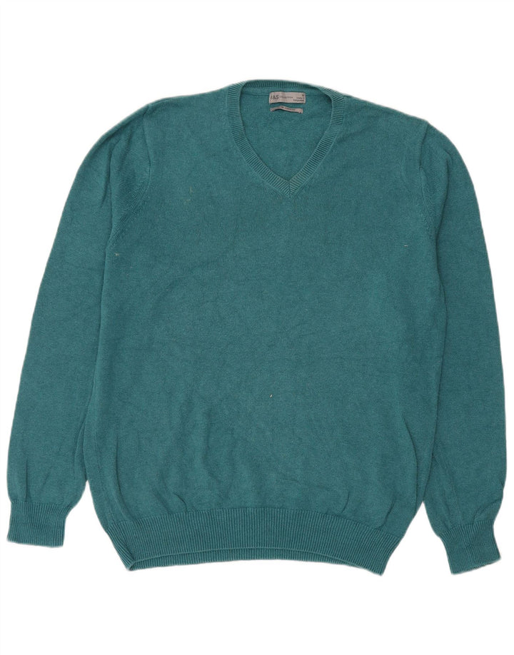 Marks & Spencer Pull Col V Homme Vert Moyen Coton