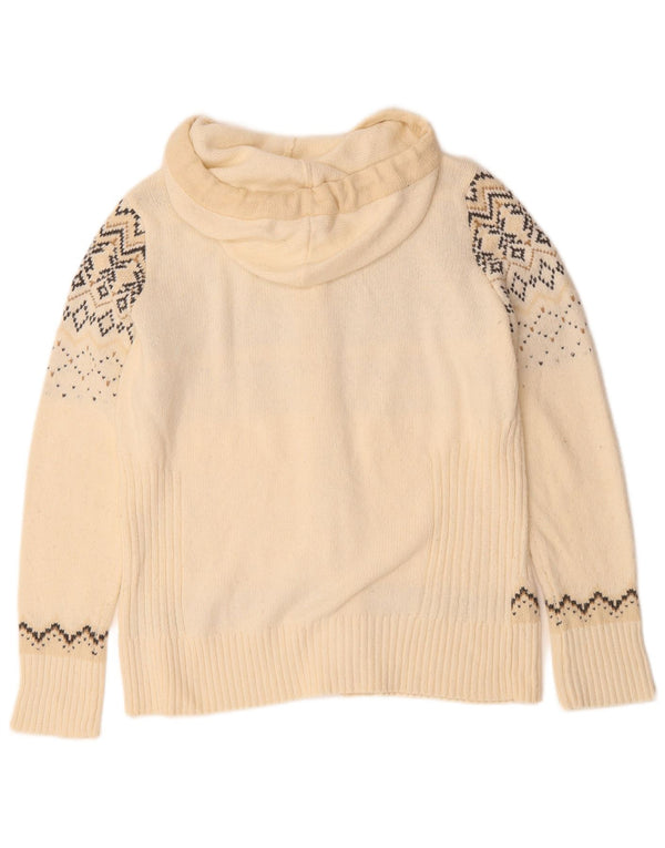EDDIE BAUER Cardigan à capuche pour femme UK 18 XL Blanc cassé Fair Isle