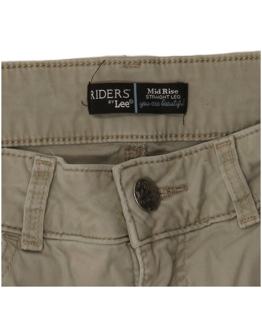 LEE Pantalon décontracté droit Riders taille moyenne pour femme W30 L28 Beige
