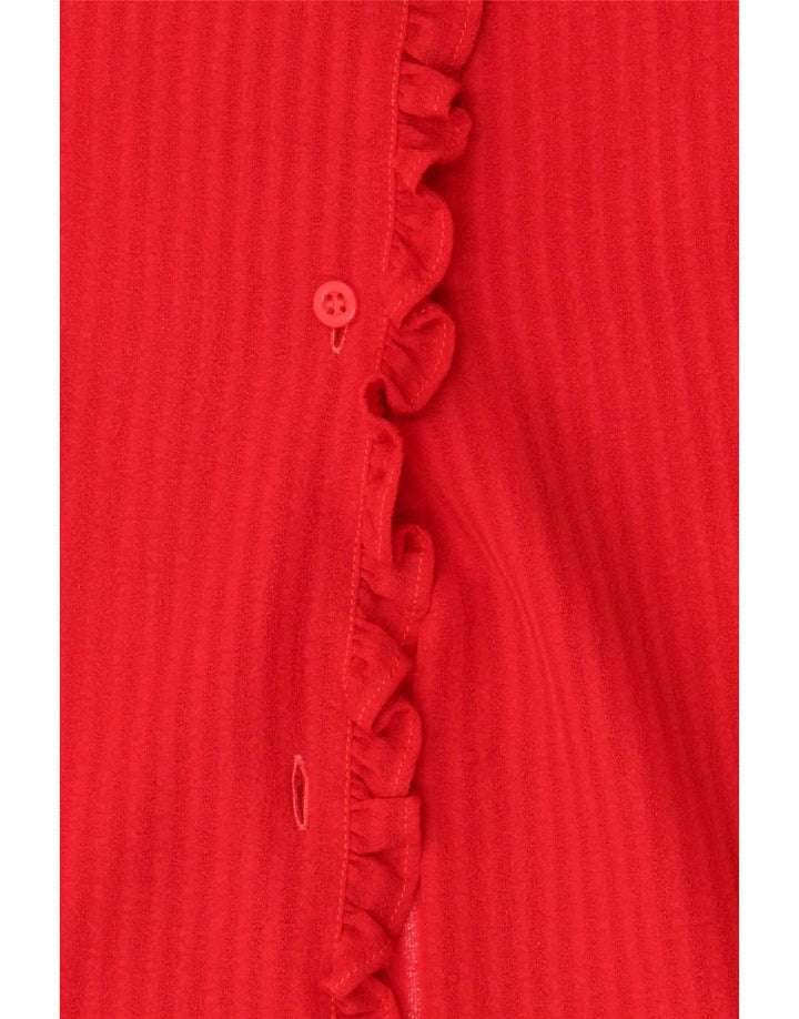 vintage Femme Chemise Blouse UK 14 Moyen Rouge Rayé