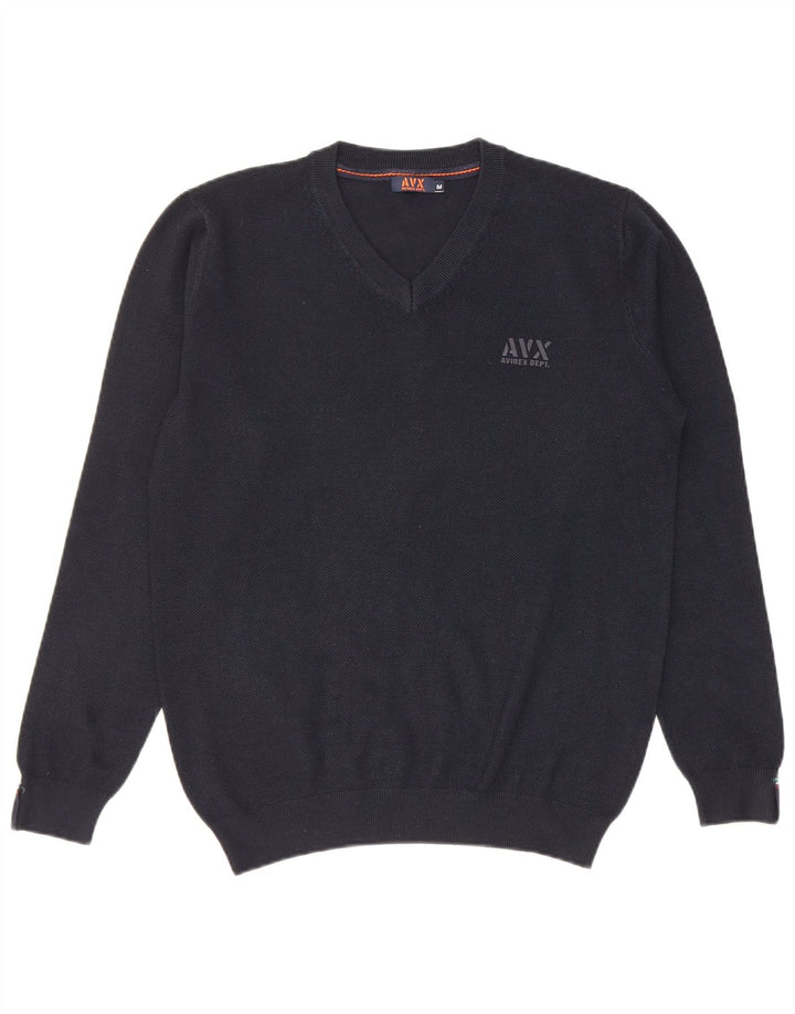 Avirex Pull col V Homme Bleu Marine Moyen Viscose