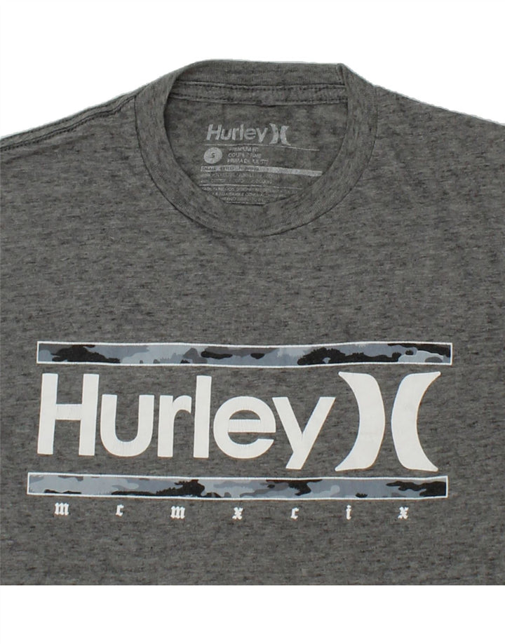 HURLEY Mens Premium Fit Graphic T-Shirt Top Small Grey Flecked Polyester Vintage Hurley and Second-Hand Hurley from Messina Hembry 