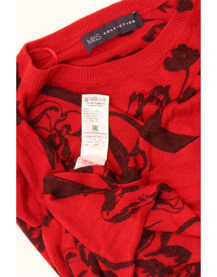 Marks & Spencer Pull à col rond pour femme UK 14 Rouge moyen floral
