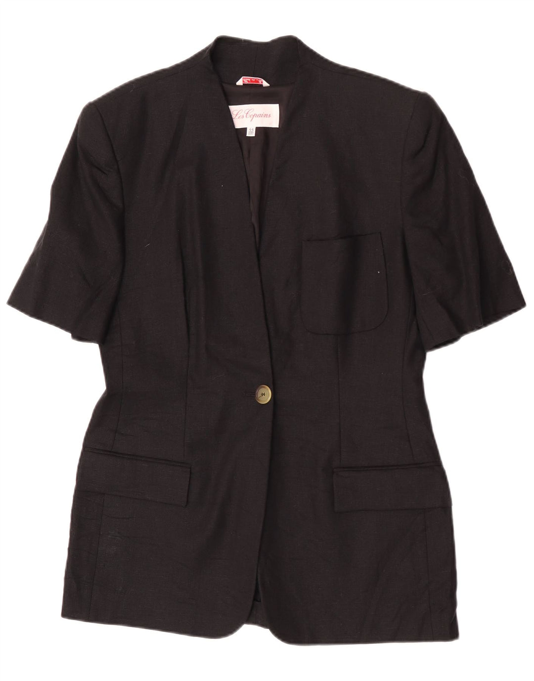 Les Copains Veste blazer à manches courtes et 1 bouton pour femme IT 44 Noir moyen