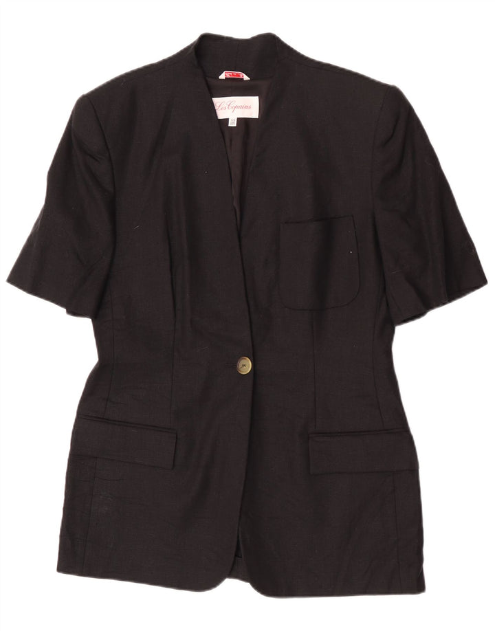 Les Copains Veste blazer à manches courtes et 1 bouton pour femme IT 44 Noir moyen