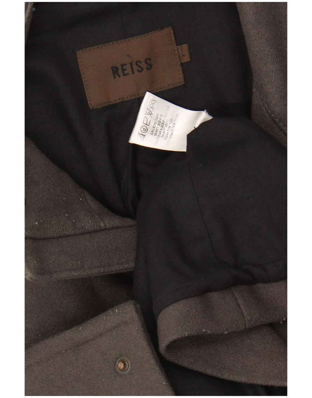 REISS Veste coupe-vent pour hommes UK 40 Large laine vierge grise