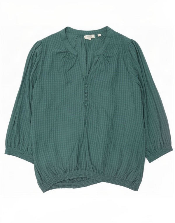 Fat Face Chemisier à manches 3/4 pour femme UK 46 Grand carreaux verts en viscose