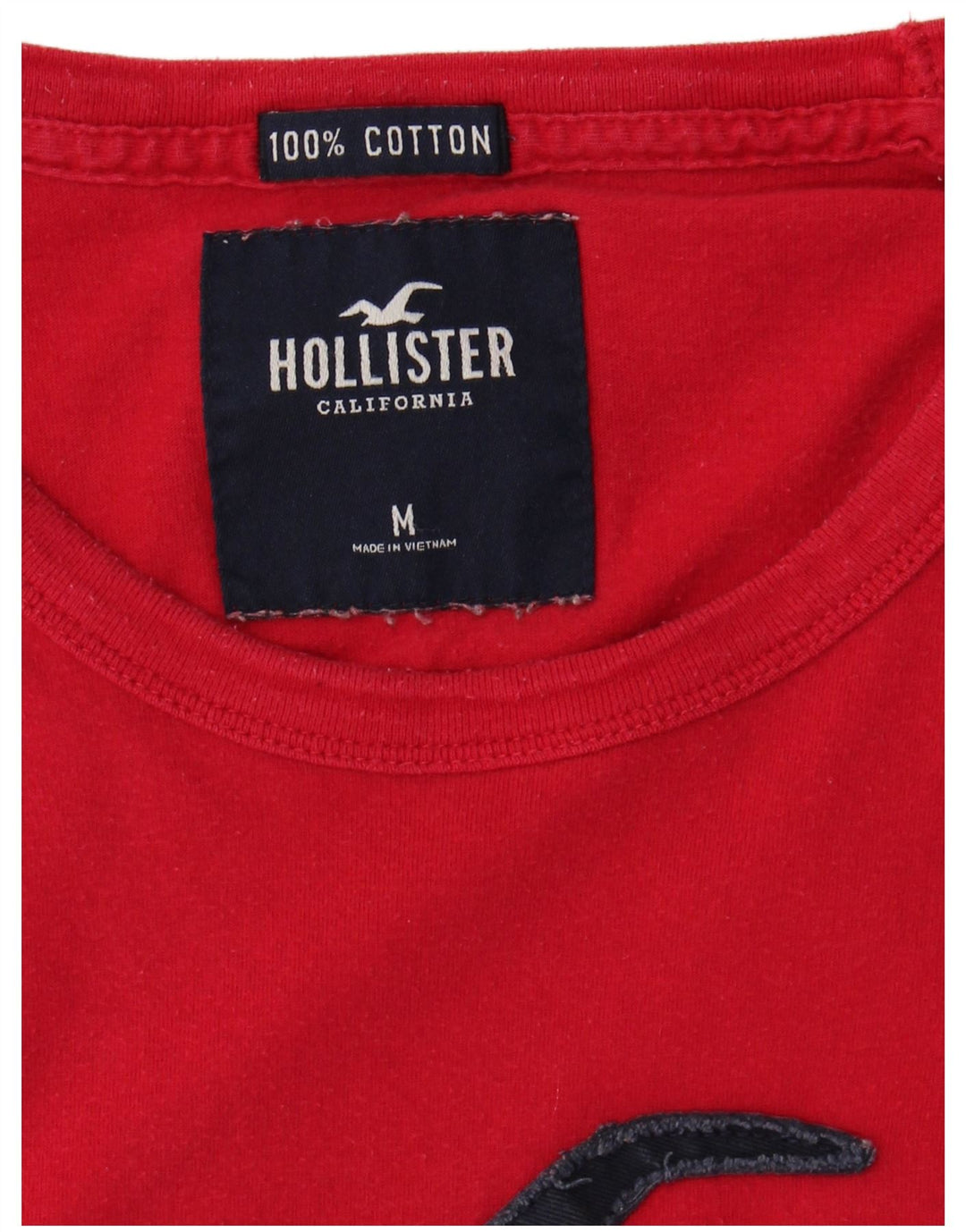 HOLLISTER Mens Graphic Top Long Sleeve Medium Red Cotton