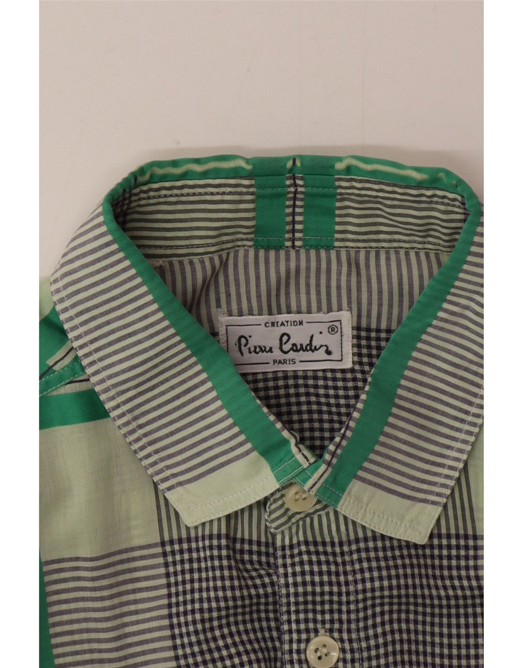 Pierre Cardin Chemise à manches courtes pour homme à carreaux vert moyen