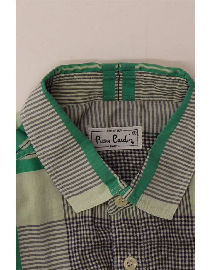 Pierre Cardin Chemise à manches courtes pour homme à carreaux vert moyen