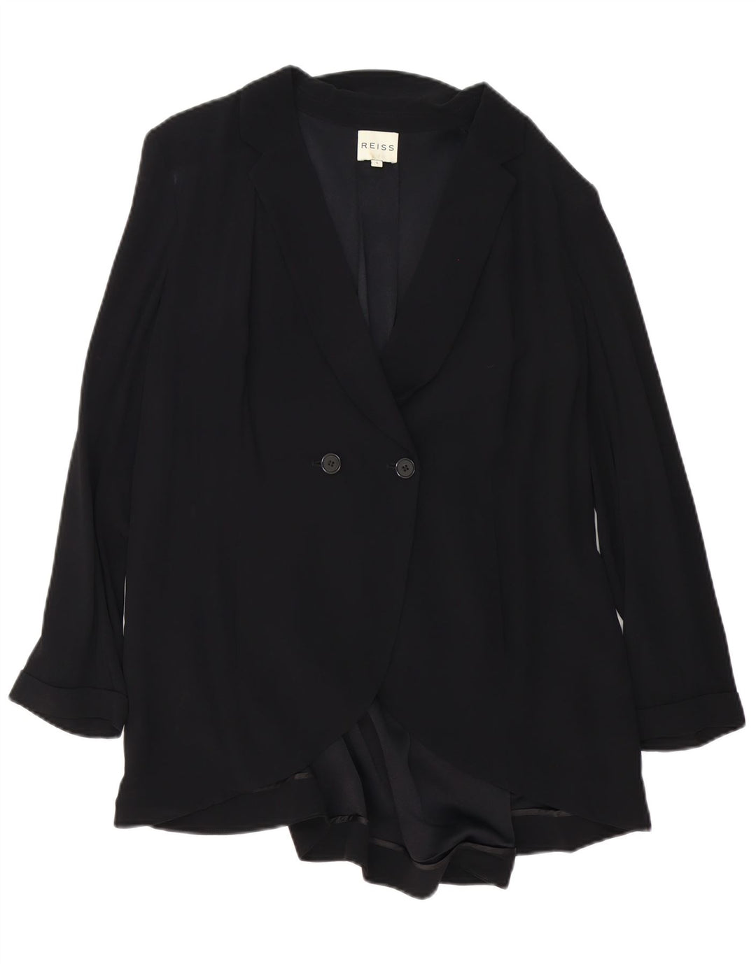 Reiss Manteau croisé surdimensionné pour femme UK 10 Petite viscose noire