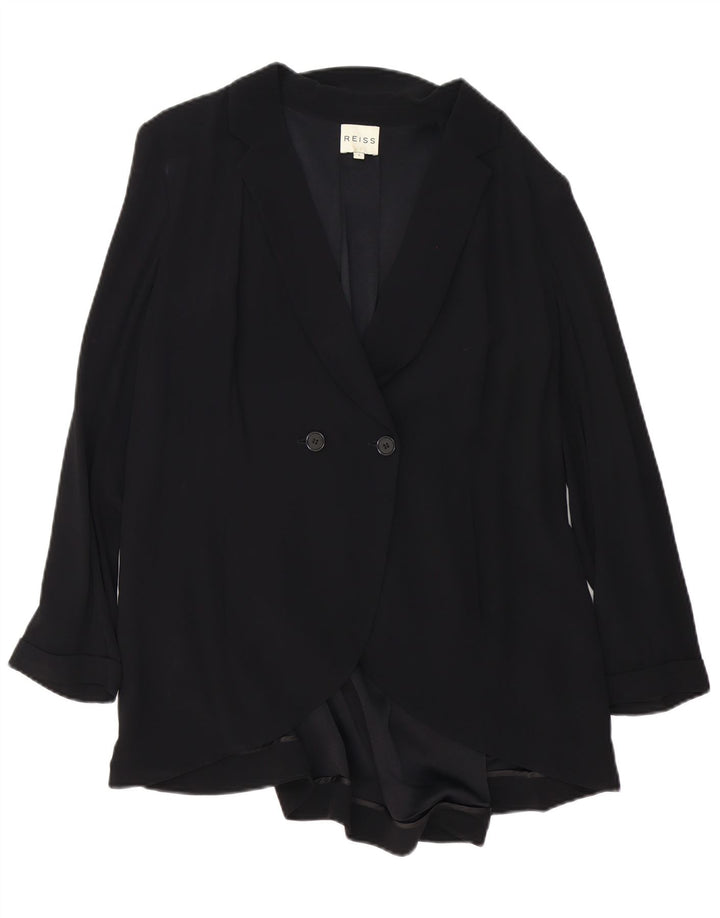 Reiss Manteau croisé surdimensionné pour femme UK 10 Petite viscose noire