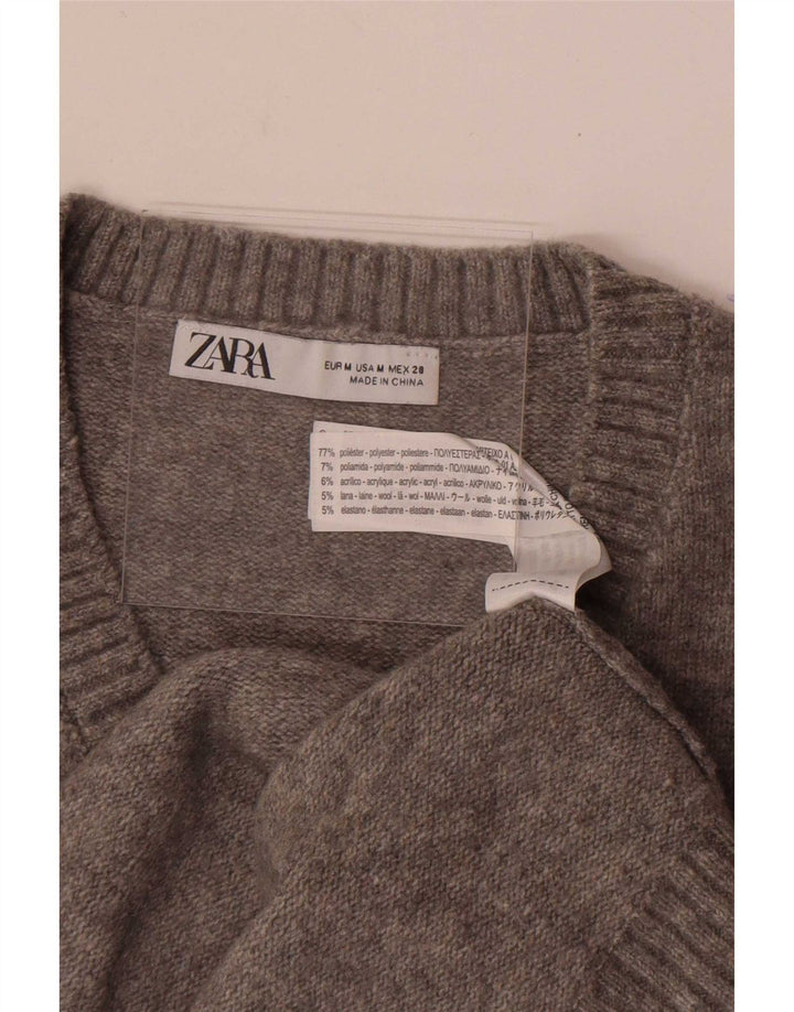 Zara Womens Crop Vest Débardeur UK 14 Gris Moyen Polyester