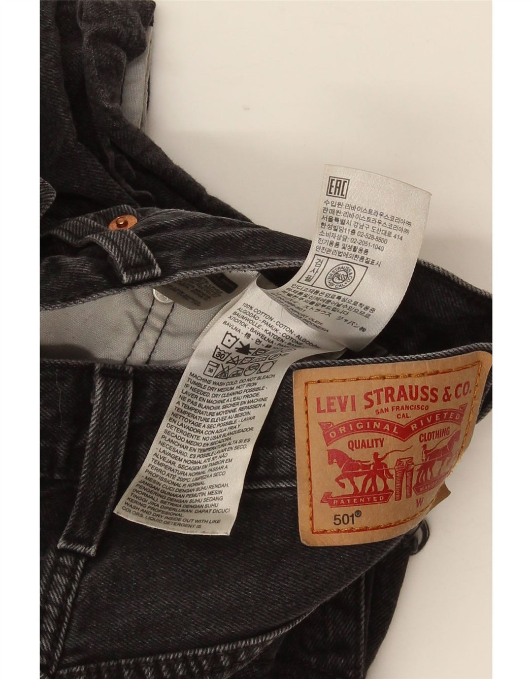 Levi's Short en Jean 501 Femme W25 XS Gris Coton
