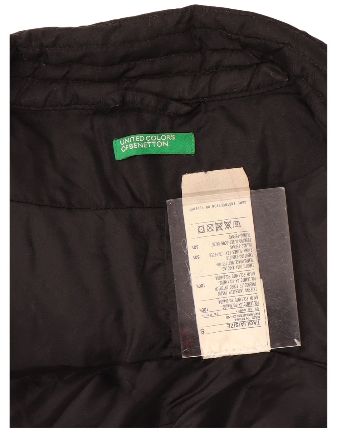 Benetton Veste de motard rembourrée surdimensionnée pour femme UK 10 Petit nylon noir