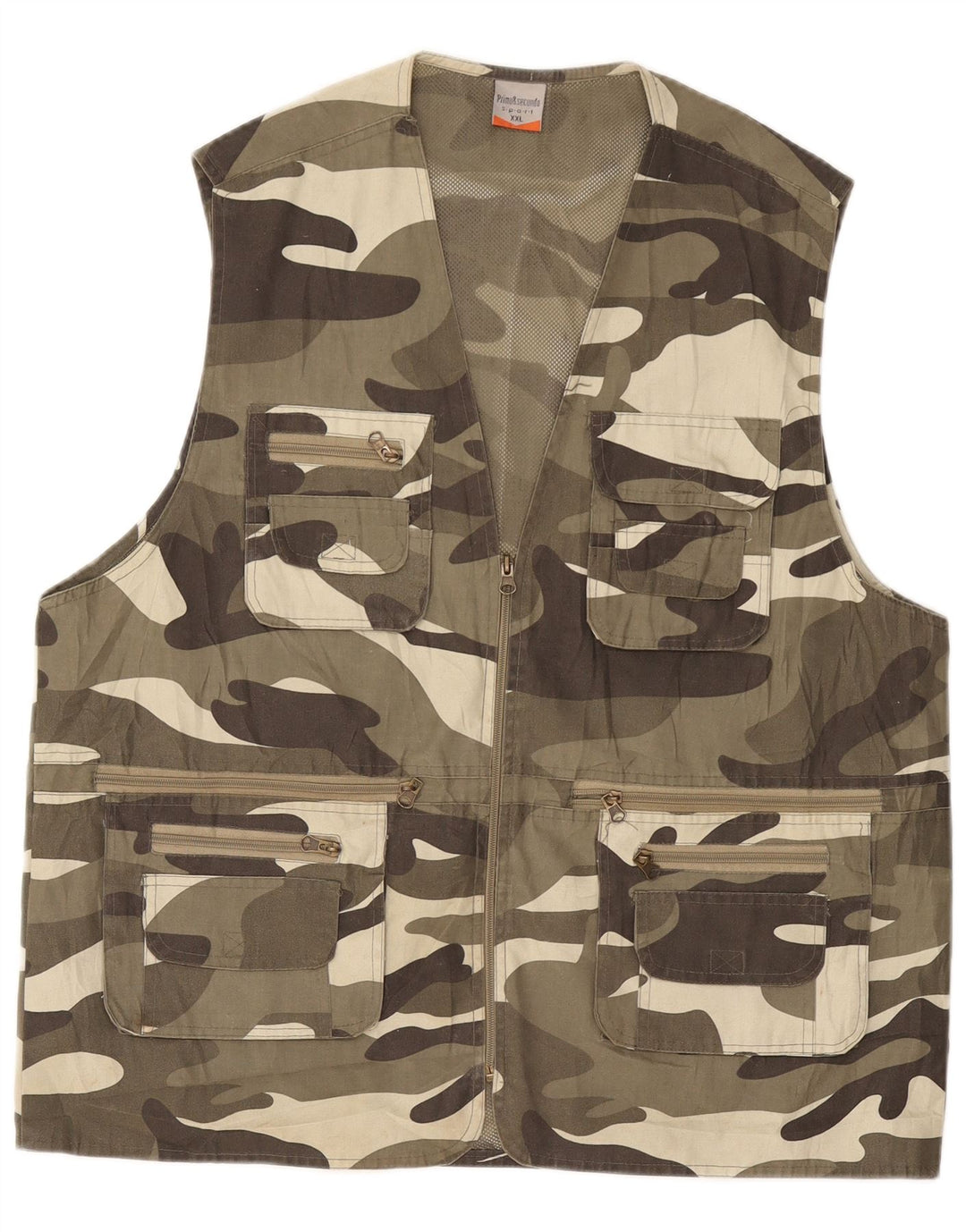 VINTAGE Gilet utilitaire pour hommes UK 44 2XL Kaki Camouflage Coton