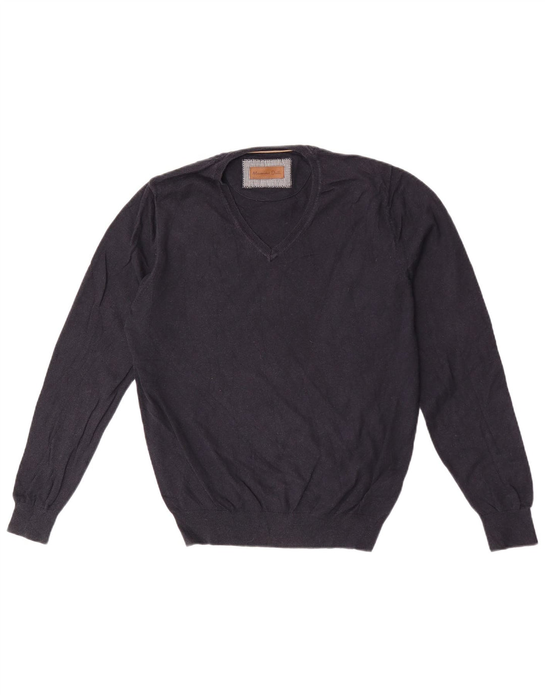 Massimo Dutti Pull col V Homme Bleu Marine Moyen Coton