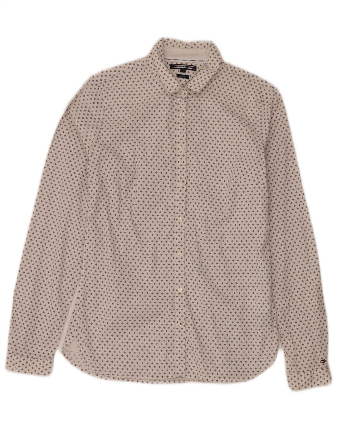 Tommy Hilfiger Chemise ajustée à motif abstrait pour femme US 4 Petit coton blanc